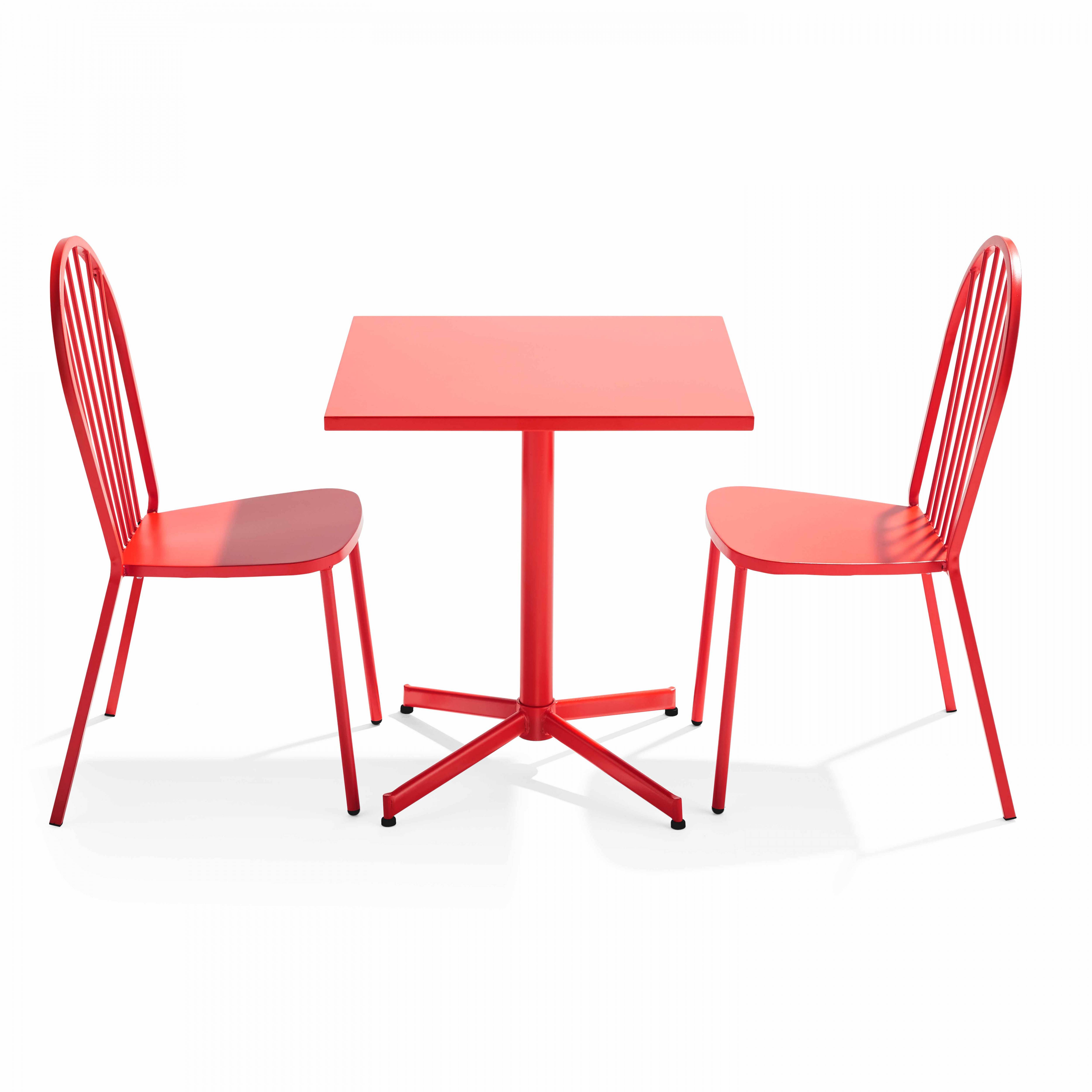 Oviala - Ensemble table de jardin inclinable et 2 chaises bistrot rouge Palavas - Oviala - Image 1