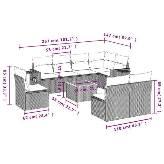 ComfortXL - Salon de Jardin d'Angle 8 Places Résine Tressée Modulable avec Coussins Gris Clair pour Terrasse Beige – ComfortXL Outdoor Living - Image 9