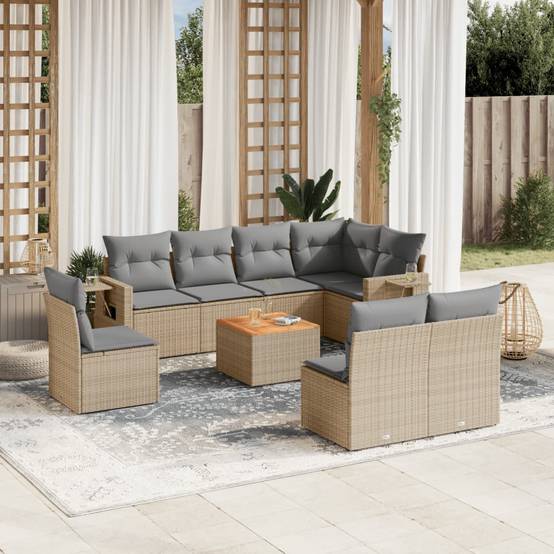 ComfortXL - Salon de Jardin d'Angle 8 Places Résine Tressée Modulable avec Coussins Gris Clair pour Terrasse Beige – ComfortXL Outdoor Living - Image 1