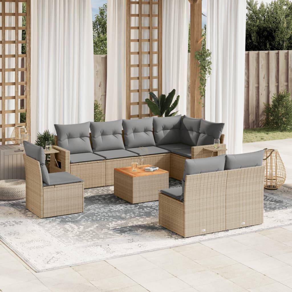 ComfortXL - Salon de Jardin d'Angle 8 Places Résine Tressée Modulable avec Coussins Gris Clair pour Terrasse Beige – ComfortXL Outdoor Living - Image 1