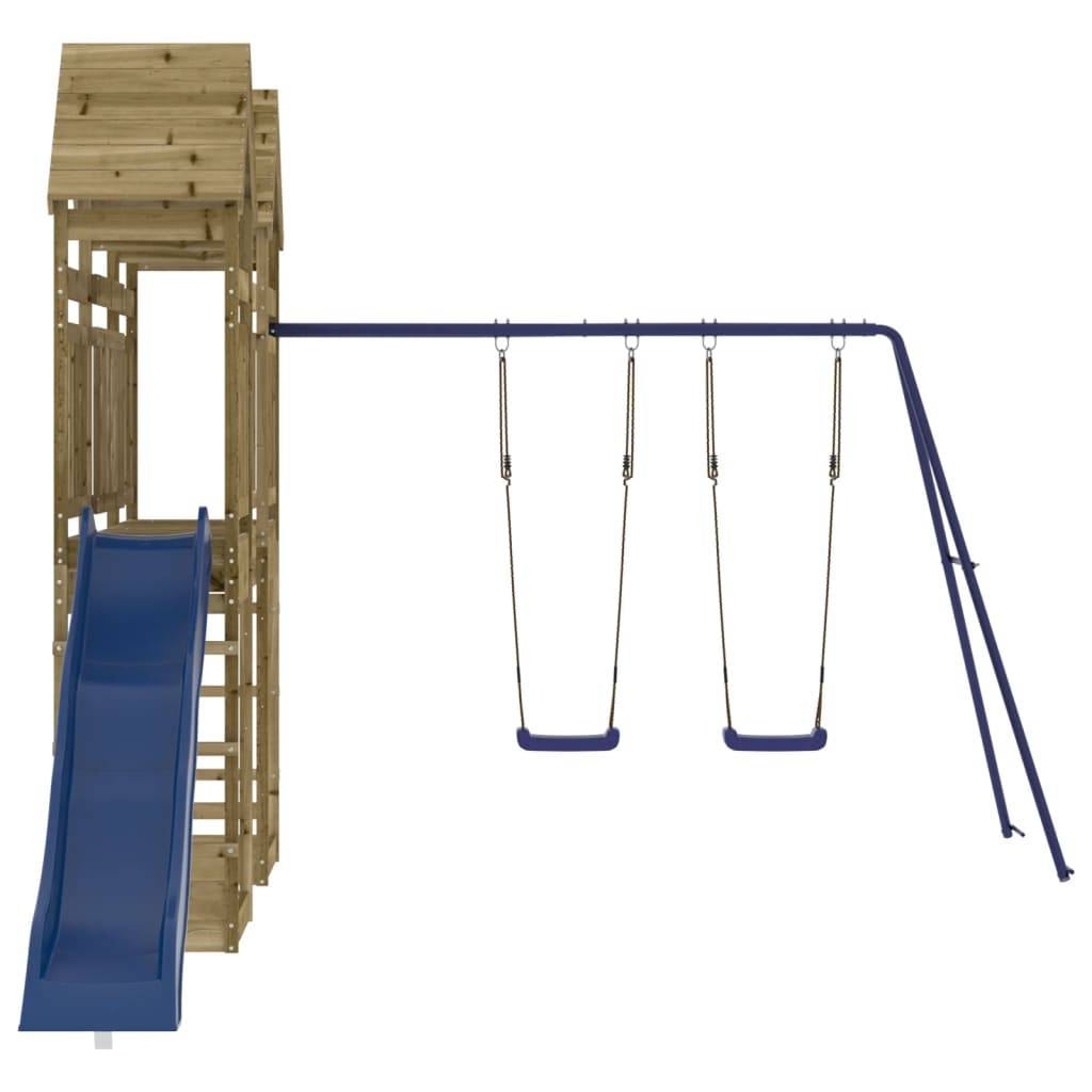 Helloshop26 - Aire de jeux d'extérieur balançoires toboggan portiques robuste jeux jardin 315 x 558 x 264 cm bois de pin imprégné - Image 4