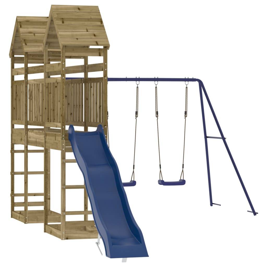 Helloshop26 - Aire de jeux d'extérieur balançoires toboggan portiques robuste jeux jardin 315 x 558 x 264 cm bois de pin imprégné - Image 2