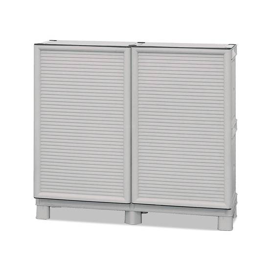 Dmora - Armoire d'extérieur Waremme, Mobilier d'extérieur, Armoire de balcon polyvalente, Armoire d'extérieur, Gris clair, 100x39h92 cm - Dmora - Image 4