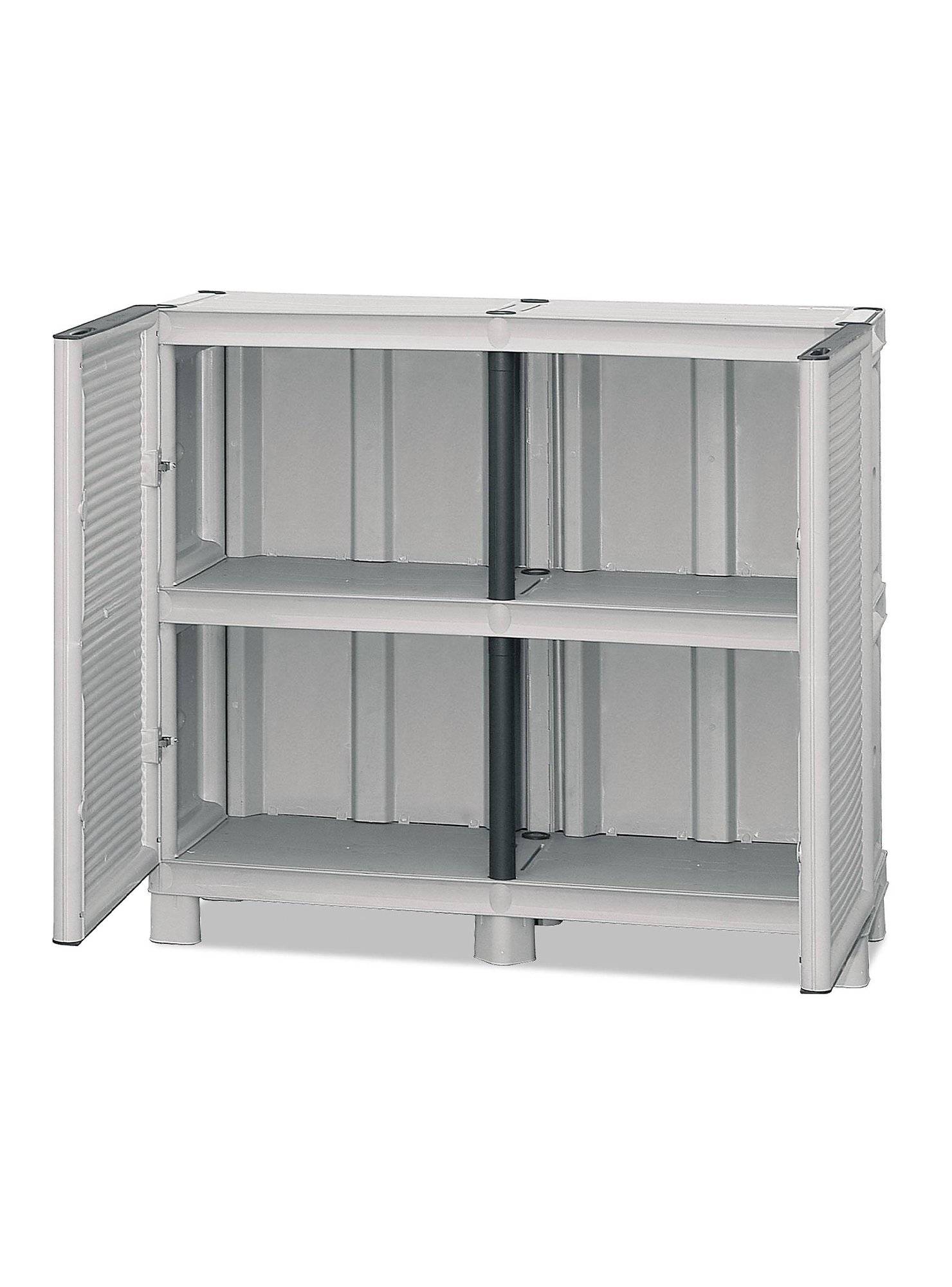 Dmora - Armoire d'extérieur Waremme, Mobilier d'extérieur, Armoire de balcon polyvalente, Armoire d'extérieur, Gris clair, 100x39h92 cm - Dmora - Image 6