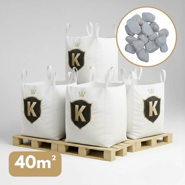 King Matériaux - Galet blanc 60/100 mm – Pack 4 Big Bag +/- 1,5T – 40 m² - Image 1