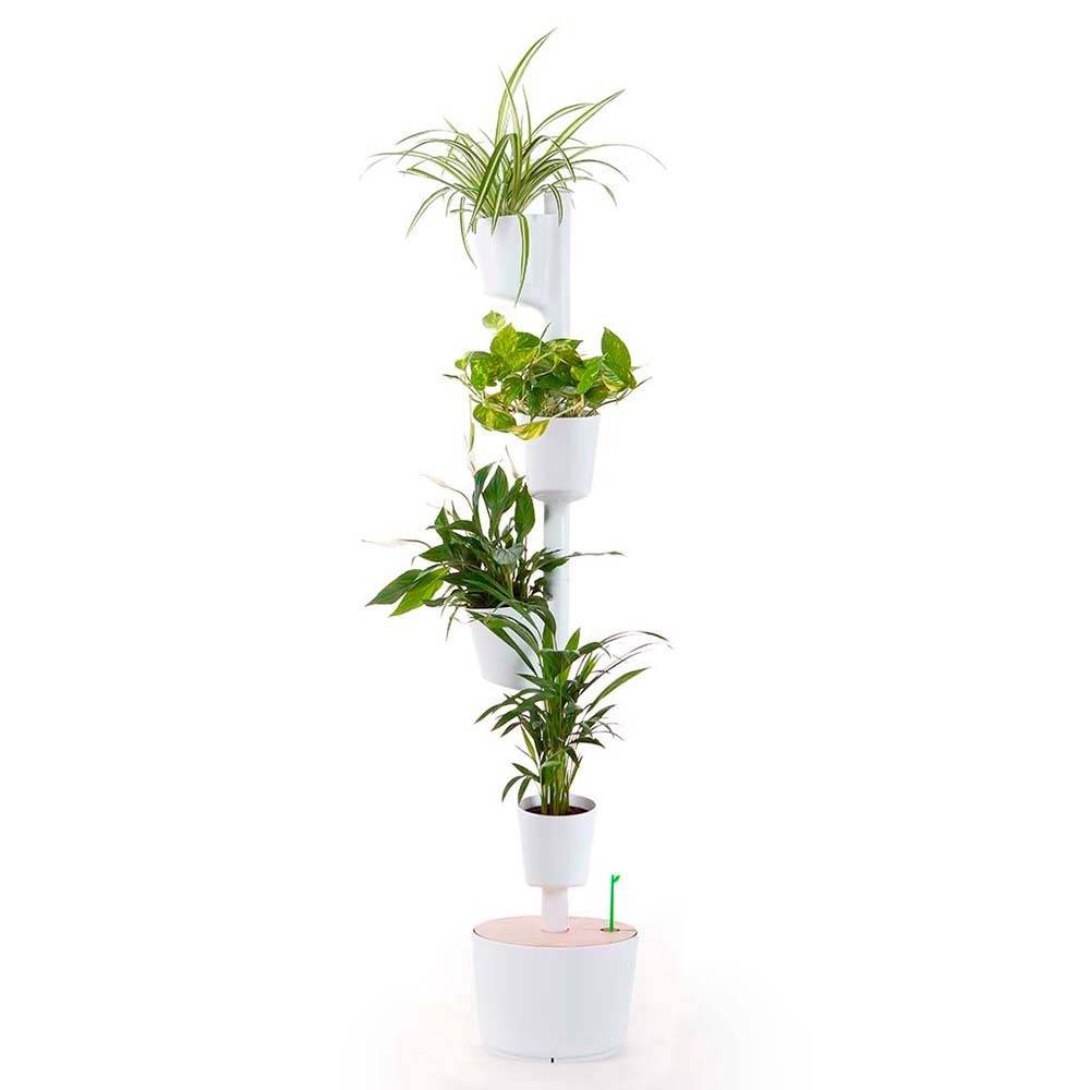 Jardinière verticale CitySens blanche avec 4 pots et arrosage manuel - Image 1