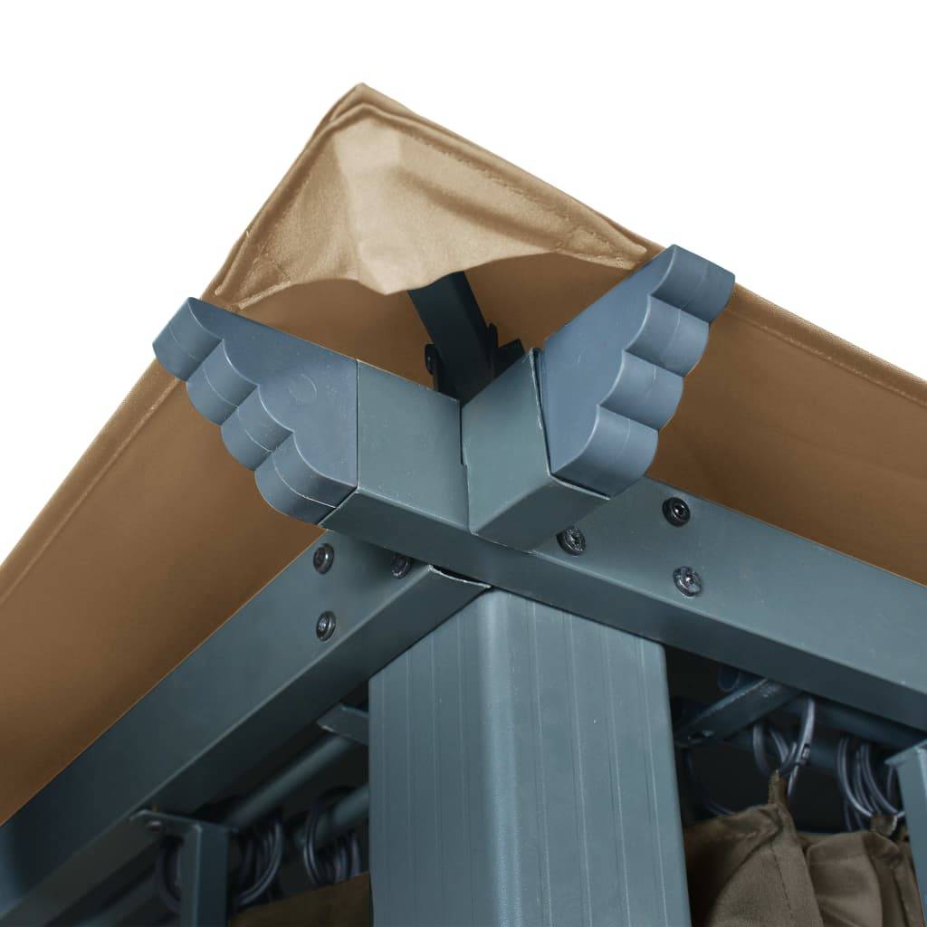 Tonnelle Aluminium avec Rideaux et Moustiquaires Pavillon de Jardin Anti-UV Taupe 3x3 m – ComfortXL Outdoor Living - Image 6