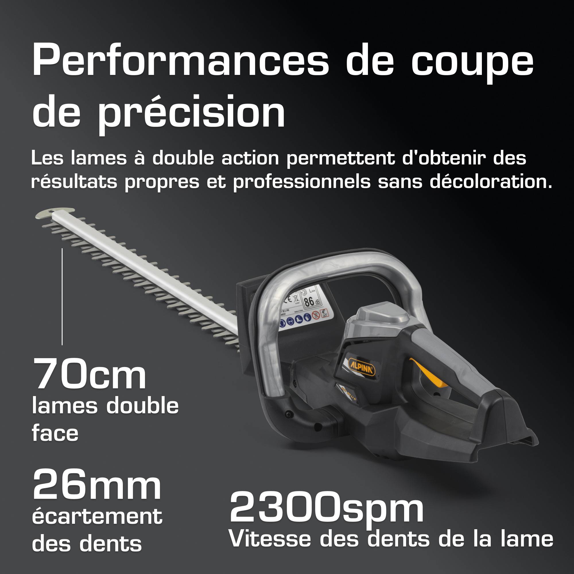 Alpina - Taille-haie sans fil AHT 20 Li K, lames 70 cm, batterie 20V 2Ah, moteur 150W - ALPINA - Image 5