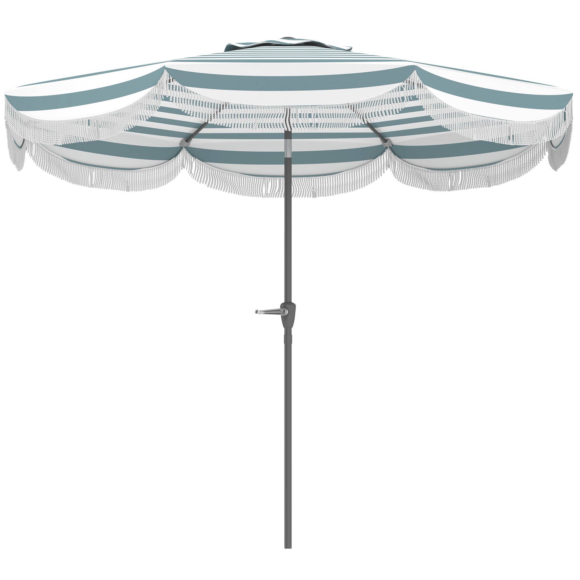 Parasol de jardin manivelle 2,7m, parasol inclinable d'extérieur UPF 30+ Polyester Bleu et blanc fr239 - Image 2