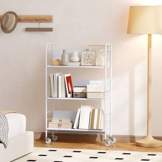 Étagère à livres/rangement à 3 niveaux, à roulettes, étagère à jouets pour chambre, 69 x 26 x 108 cm, blanche - Image 10