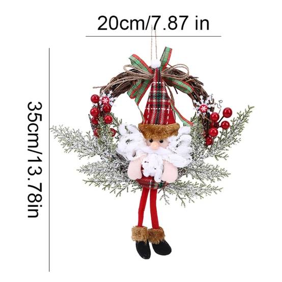Paquet de 3 décorations de couronne de noël, guirlande de cercle de vigne de Branches suspendues de porte de poupée de noël, ornement de noël - Image 4