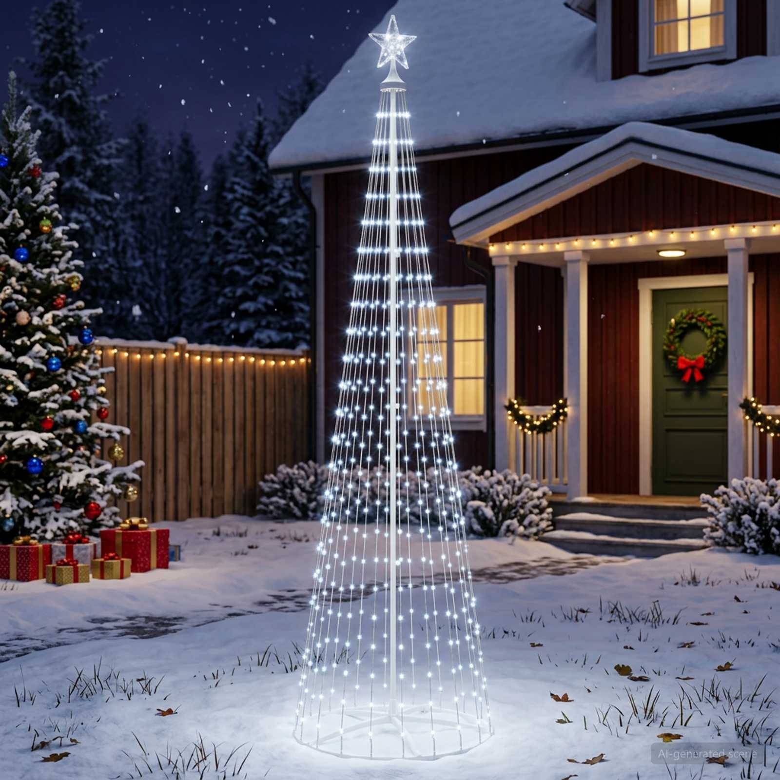 Vidaxl - Sapin cône lumineux LED 250 cm 470 LED Blanc froid Acier Blanc vidaXL 42050804 - Image 1