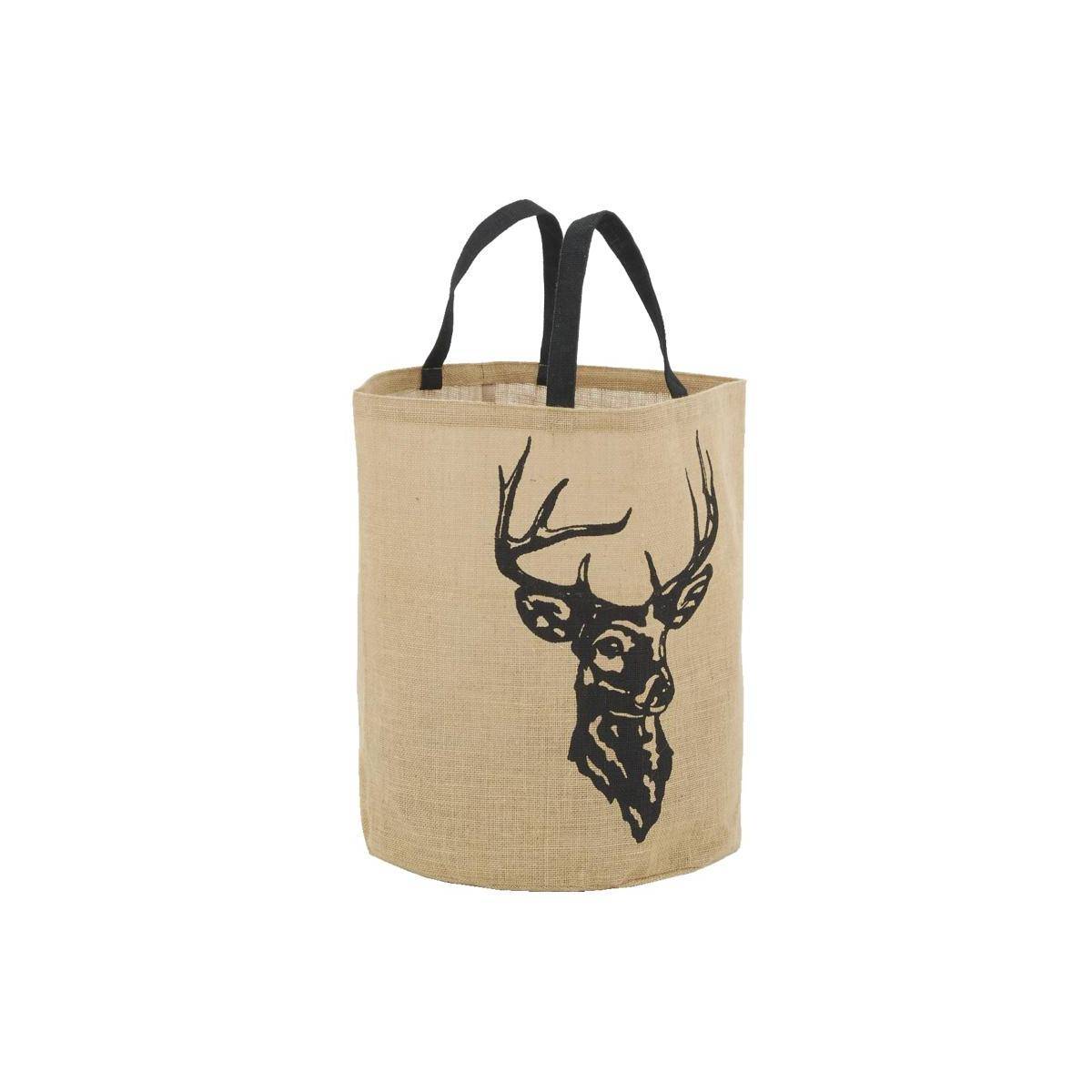 Aubry Gaspard - Sac rond en jute naturel plastifié Cerf - Image 1