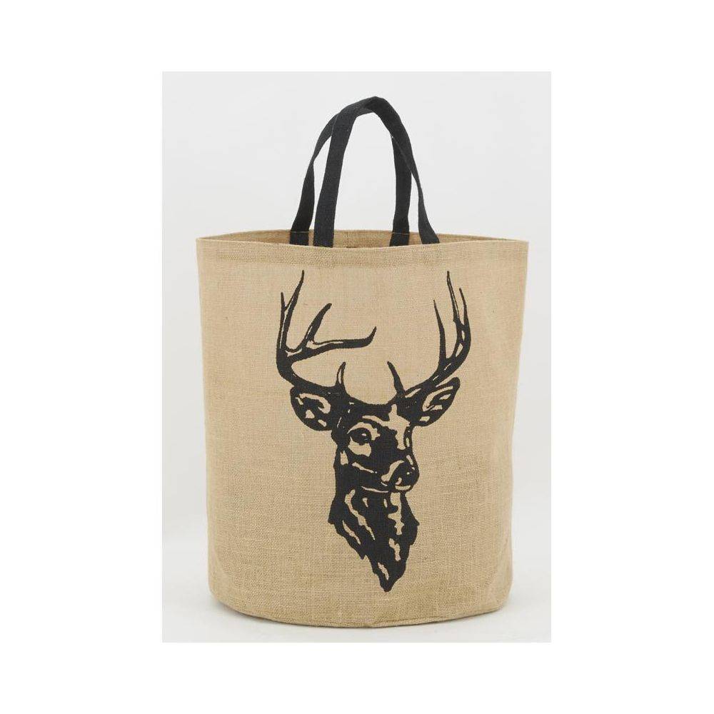 Aubry Gaspard - Sac rond en jute naturel plastifié Cerf - Image 4