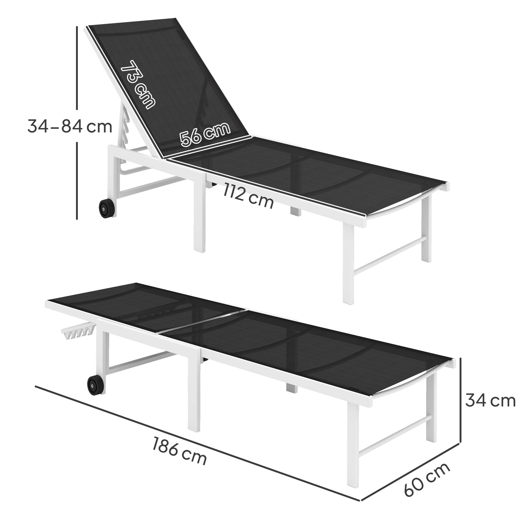 Transat gris inclinable à roulettes avec dossier 5 positions et structure acier, mobilier extérieur design sobre pour jardin pratique et mobile - Image 5