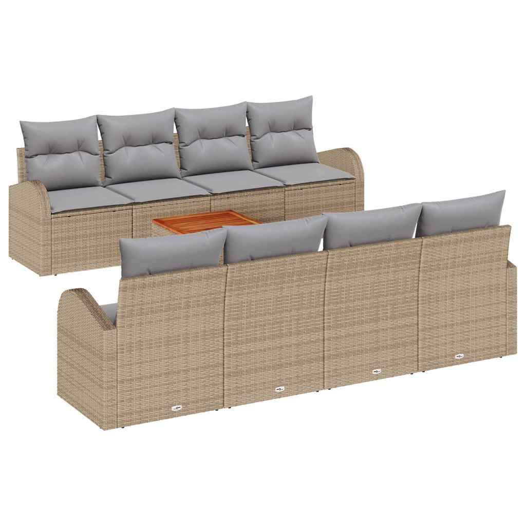 ComfortXL - Salon de jardin d'angle 9 pièces poly rotin avec rangement pratique intégré pour patio et jardin Beige – ComfortXL Outdoor Living - Image 2