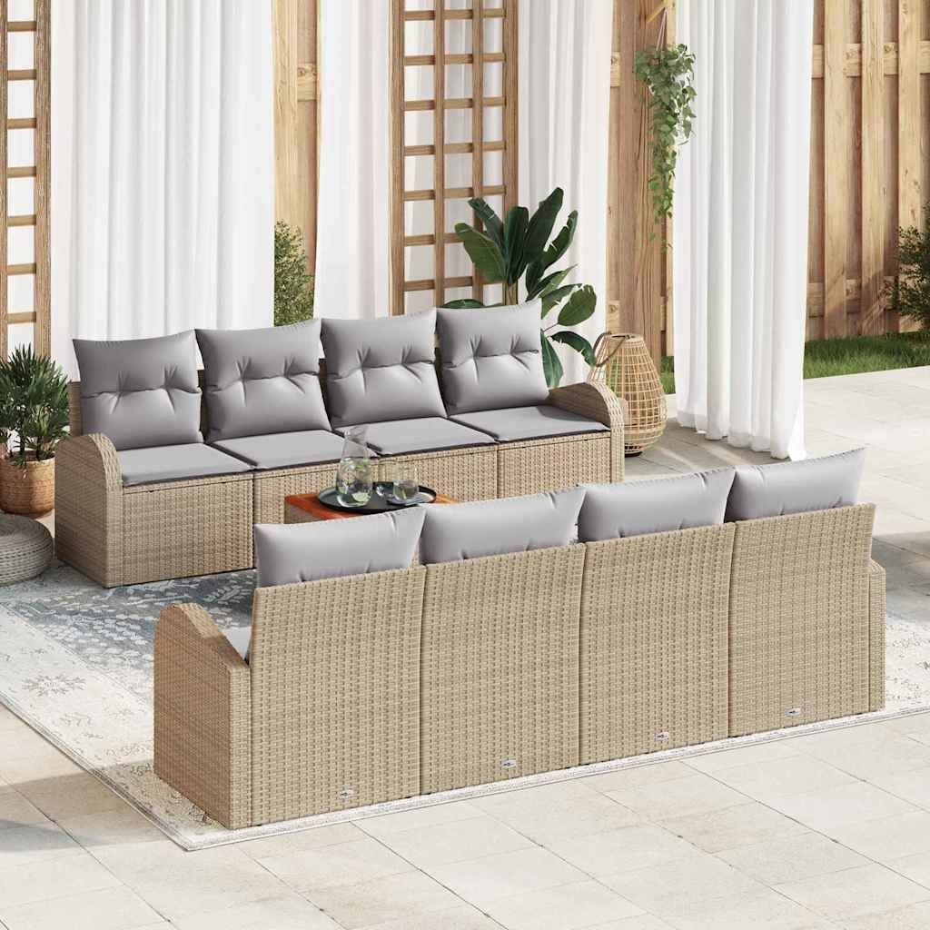 ComfortXL - Salon de jardin d'angle 9 pièces poly rotin avec rangement pratique intégré pour patio et jardin Beige – ComfortXL Outdoor Living - Image 1