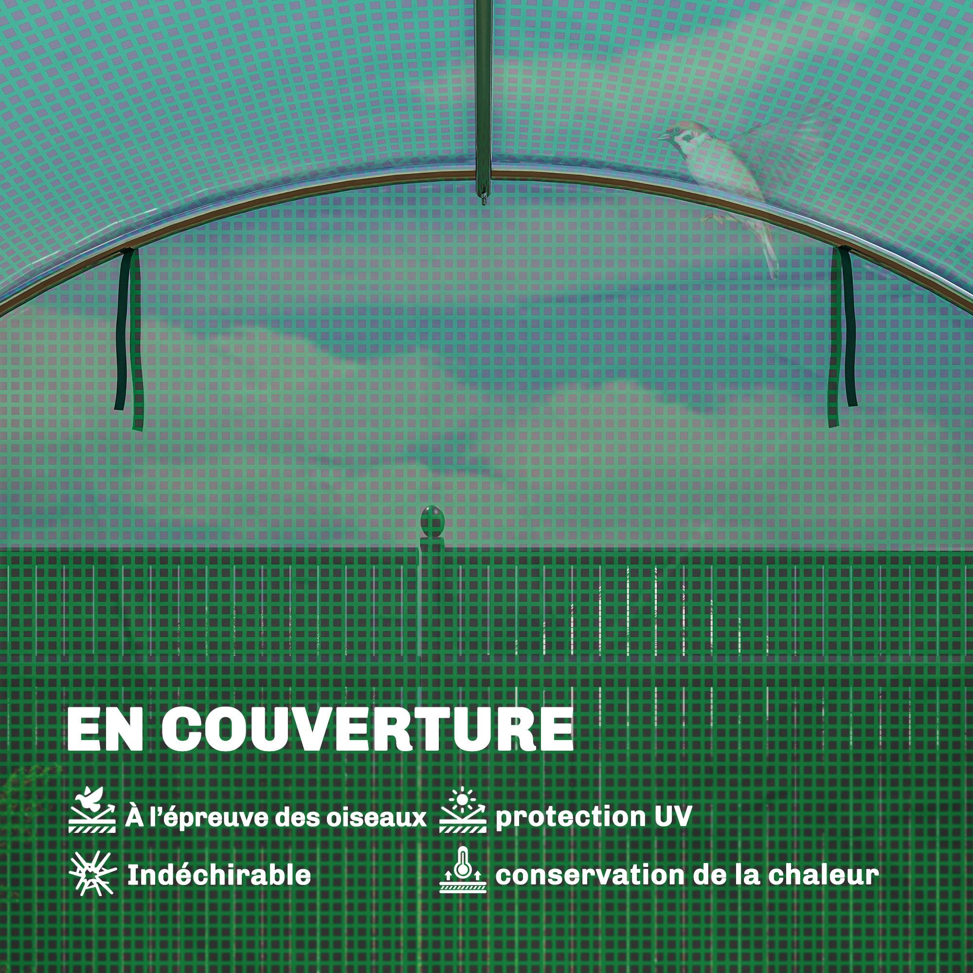 Sans Marque - Serre tunnel 12 m² 295x400x200 cm PE 140 g/m² 2 portes 8 fenêtres serre jardin verte - Image 7