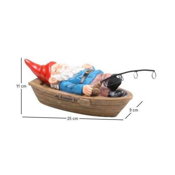 Sid - Nain de jardin en résine balade sur l'eau Barque allongé Sid - Image 3