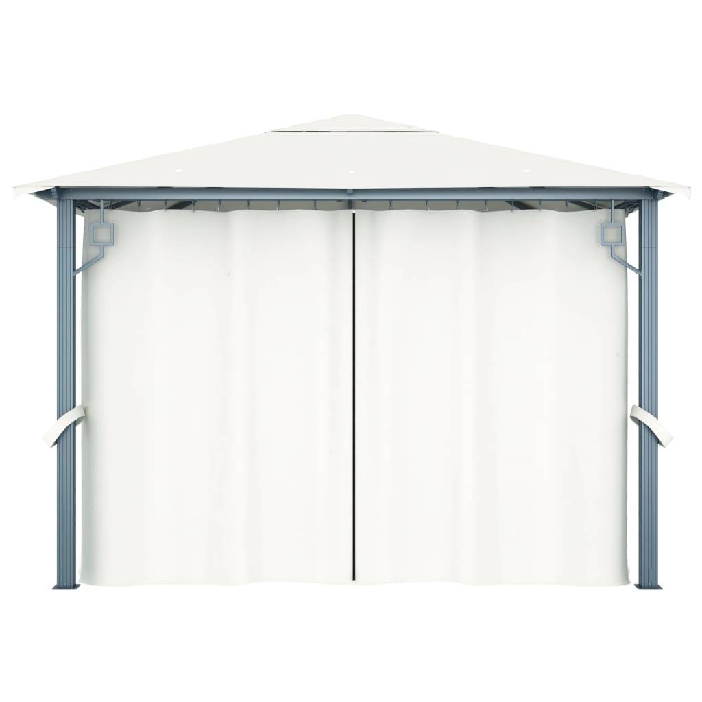 Tonnelle Aluminium Crème avec Rideaux et LED 3 x 3 x 2.7 m - PANGIVO - Image 6