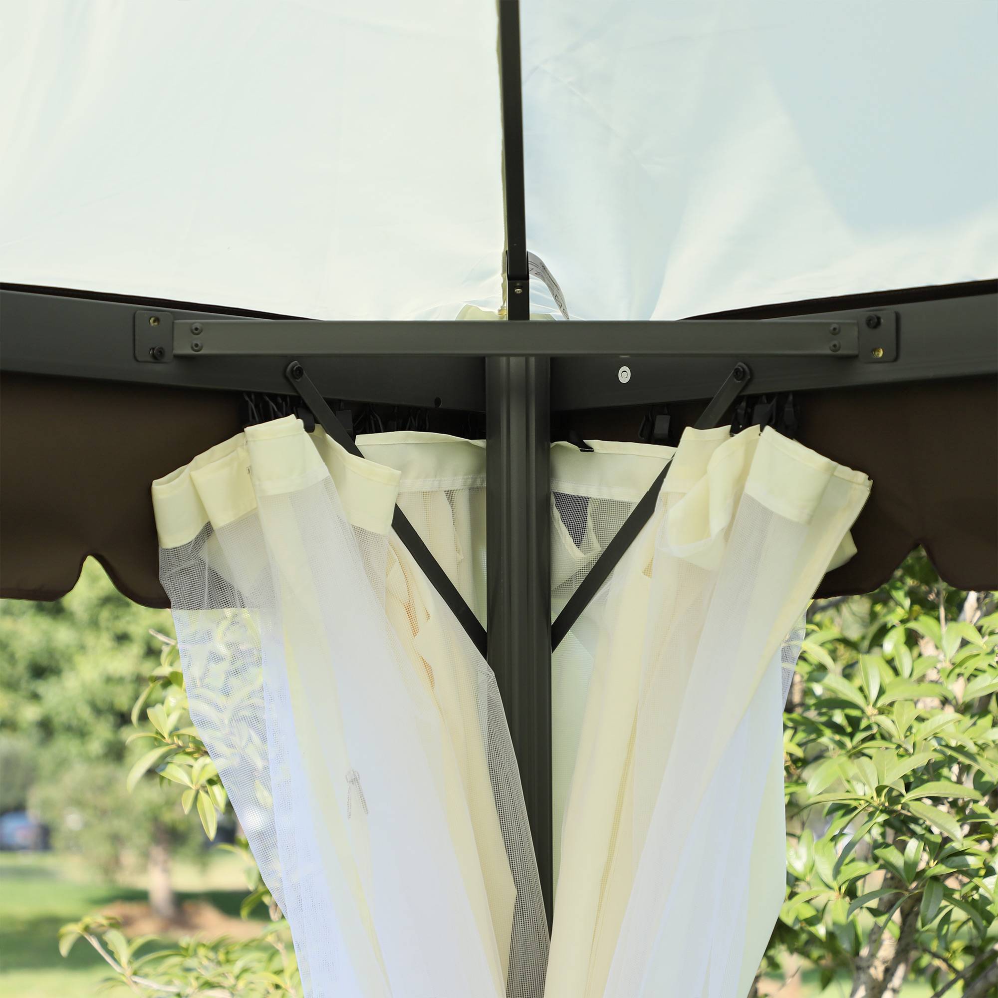 Outsunny - Tonnelle de jardin barnum pavillon 4x3m double toit avec parois et moustiquaires amovibles blanc - Outsunny - Image 5