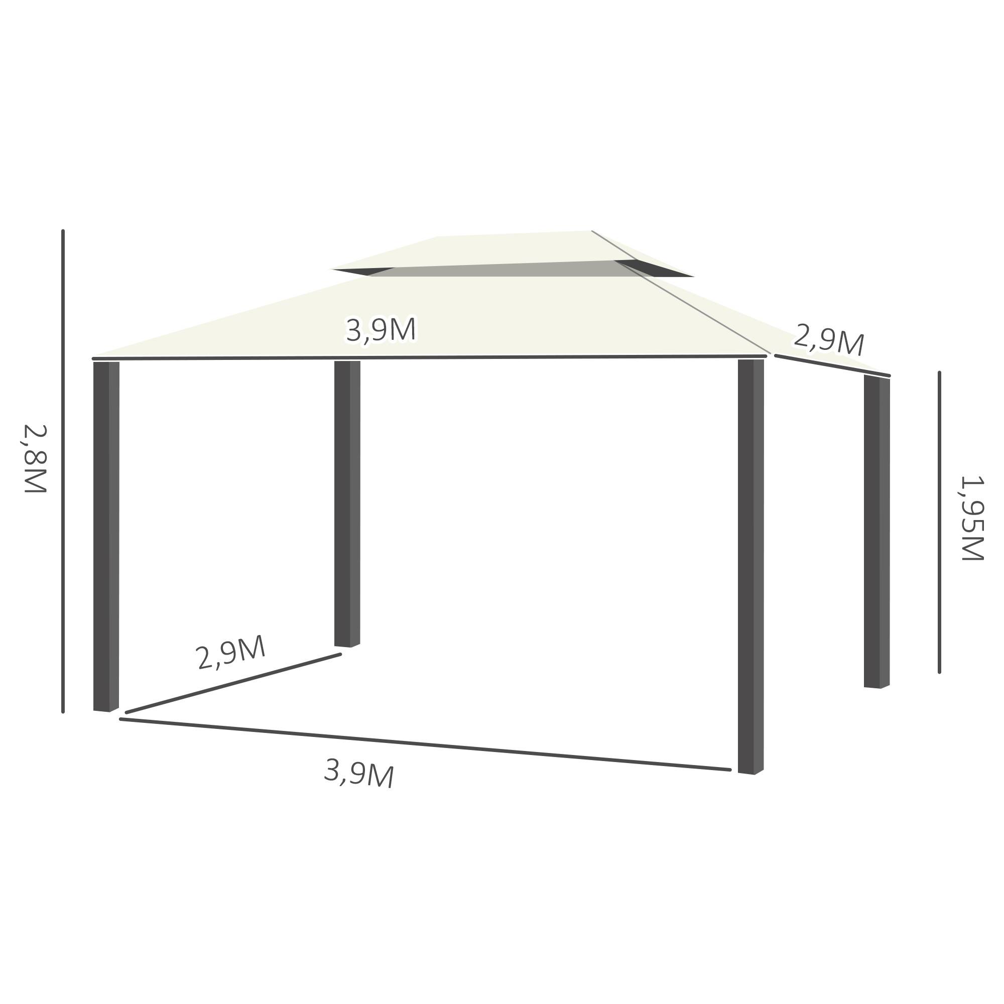 Outsunny - Tonnelle de jardin barnum pavillon 4x3m double toit avec parois et moustiquaires amovibles blanc - Outsunny - Image 3