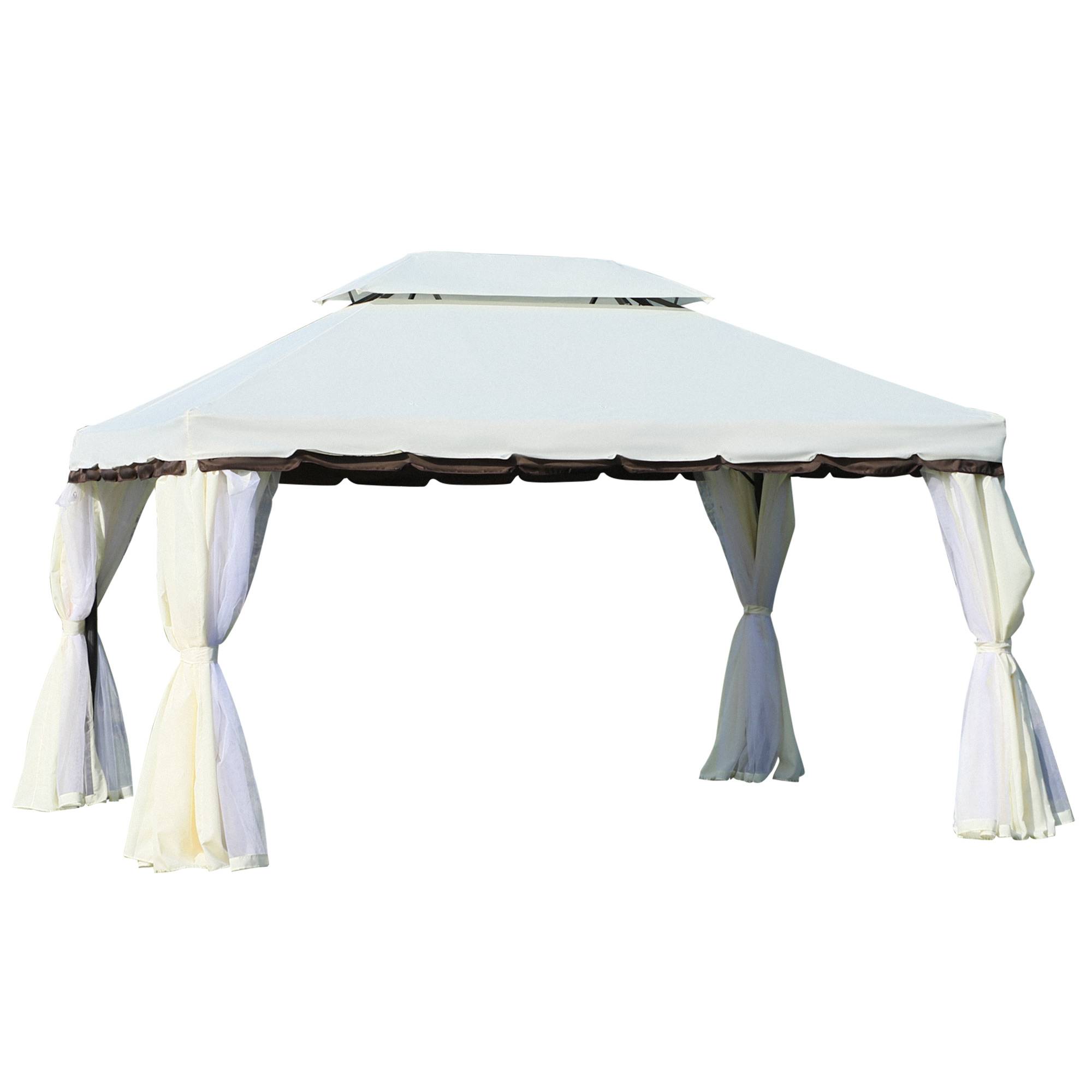 Outsunny - Tonnelle de jardin barnum pavillon 4x3m double toit avec parois et moustiquaires amovibles blanc - Outsunny - Image 1