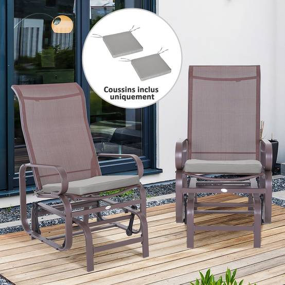 Lot de 2 Coussins de Chaise Fauteuil de Jardin Coussins d'assise déhoussables Rembourrage 5 cm Polyester Gris clair - Image 4