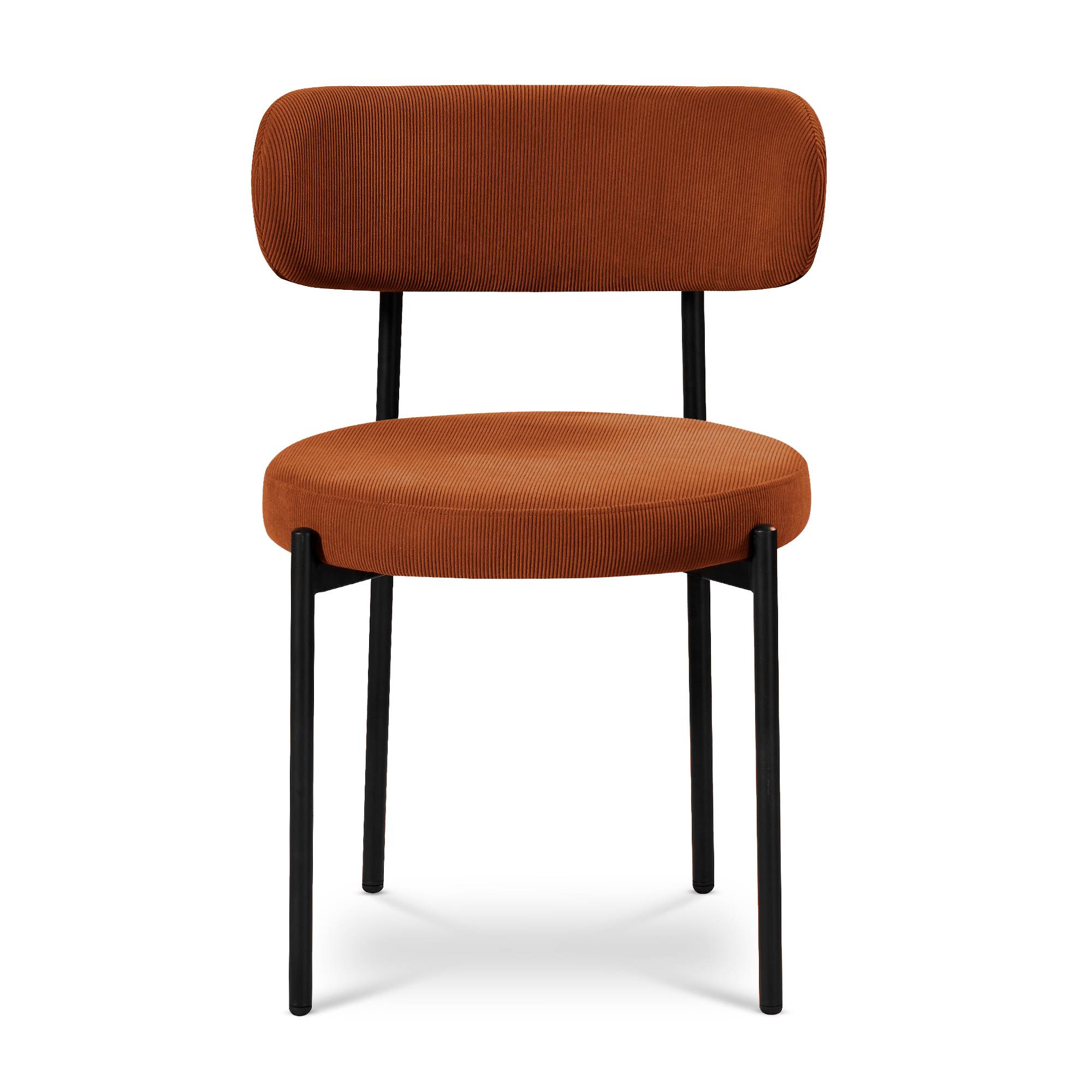 Sicaan Lot de 4 chaises rembourrées velours côtelé terracotta et pieds métal noir IRIS - Image 3