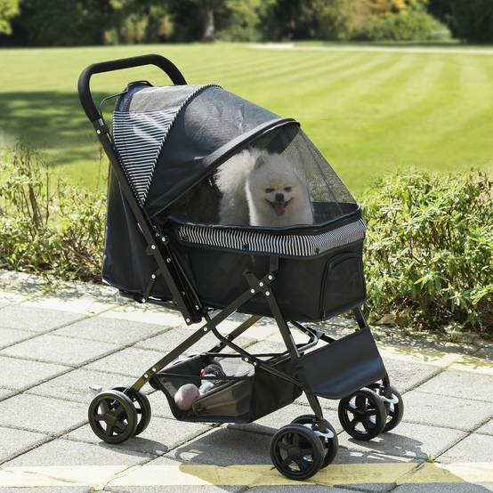 Poussette pour Chien Pliable avec Guidon Réglable Roues EVA et Panier 76,5 x 52 x 95 cm - Image 3
