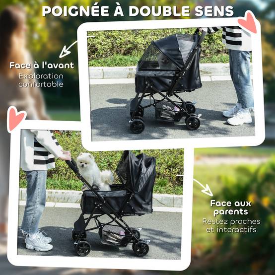 Poussette pour Chien Pliable avec Guidon Réglable Roues EVA et Panier 76,5 x 52 x 95 cm - Image 10