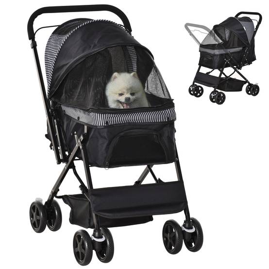 Poussette pour Chien Pliable avec Guidon Réglable Roues EVA et Panier 76,5 x 52 x 95 cm - Image 1