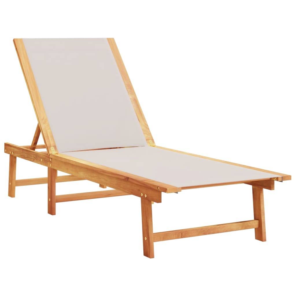 PANGIVO - Chaises longues bois acacia solide et textilène gris 200 x 66 x 33,5 cm - PANGIVO - Image 3