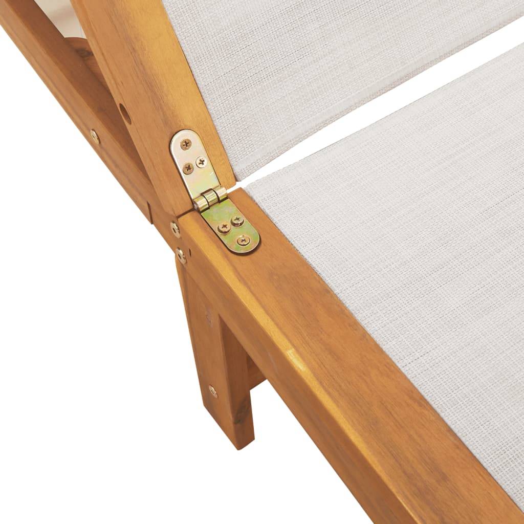 PANGIVO - Chaises longues bois acacia solide et textilène gris 200 x 66 x 33,5 cm - PANGIVO - Image 6