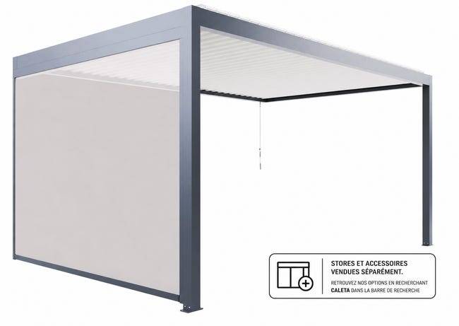 Pergola Bioclimatique Aluminium Adossée Anthracite 5x3 Manuelle S ORIAL France - Image 4