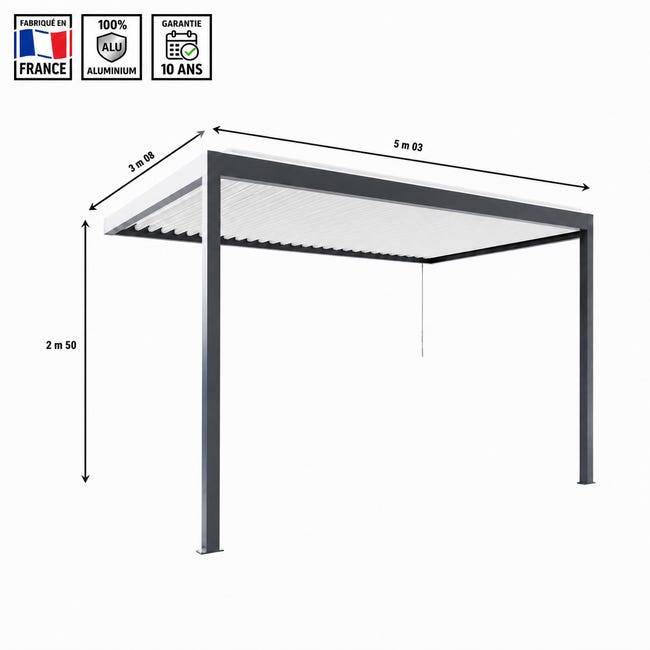Pergola Bioclimatique Aluminium Adossée Anthracite 5x3 Manuelle S ORIAL France - Image 2