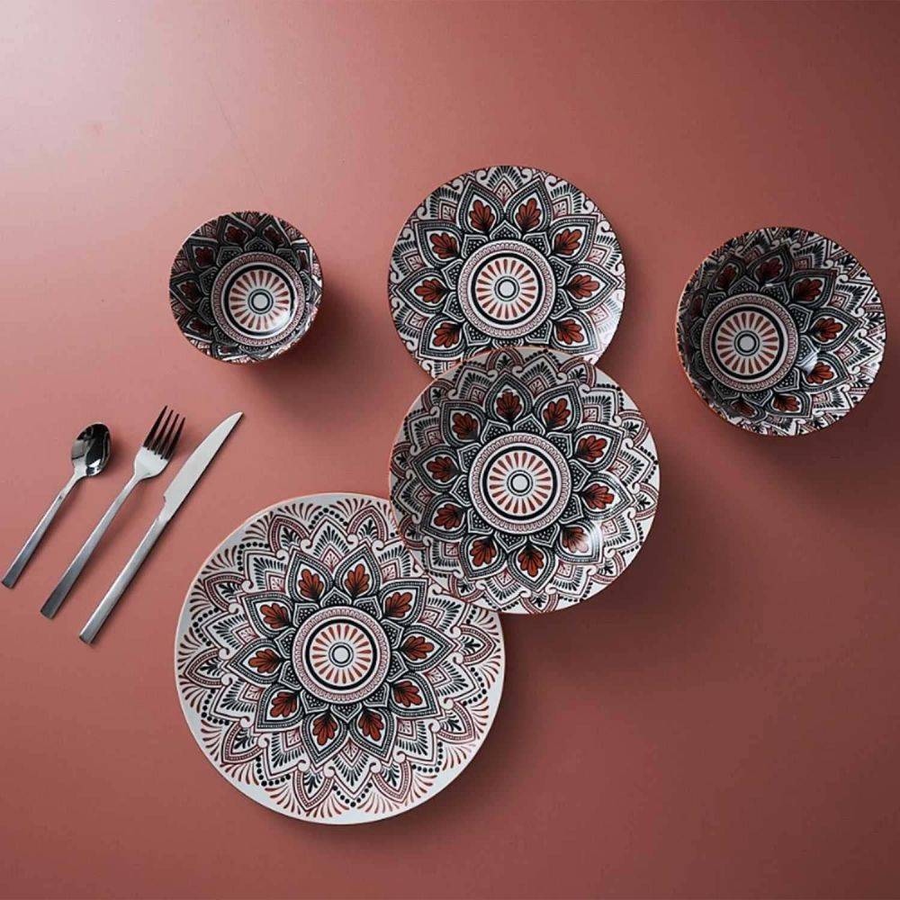 The Home Deco Factory - Service 18 pièces en porcelaine Mandala - Image 2