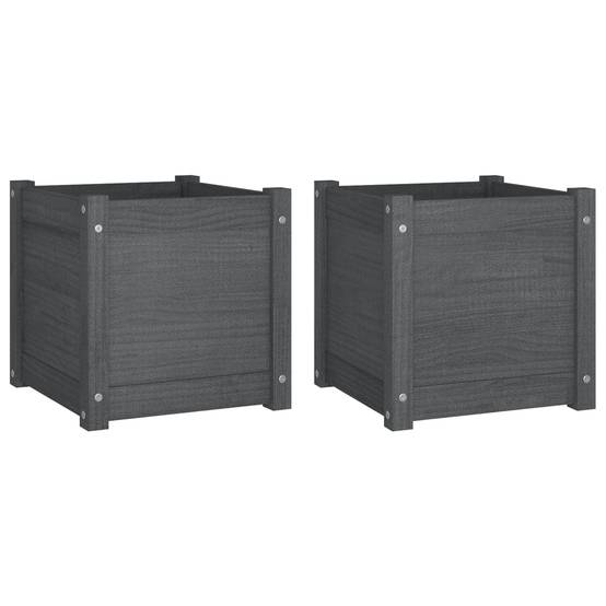 Vidaxl - Jardinières d'extérieur 2 pcs Gris 40x40x40 cm Bois de pin vidaXL 810539 - Image 2