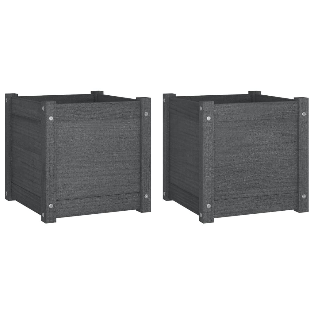 Vidaxl - Jardinières d'extérieur 2 pcs Gris 40x40x40 cm Bois de pin vidaXL 810539 - Image 2