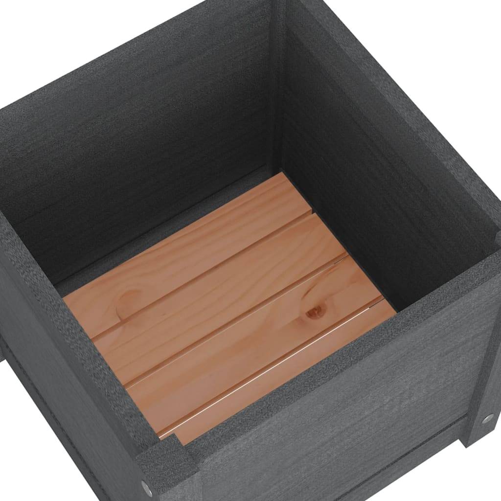 Vidaxl - Jardinières d'extérieur 2 pcs Gris 40x40x40 cm Bois de pin vidaXL 810539 - Image 8