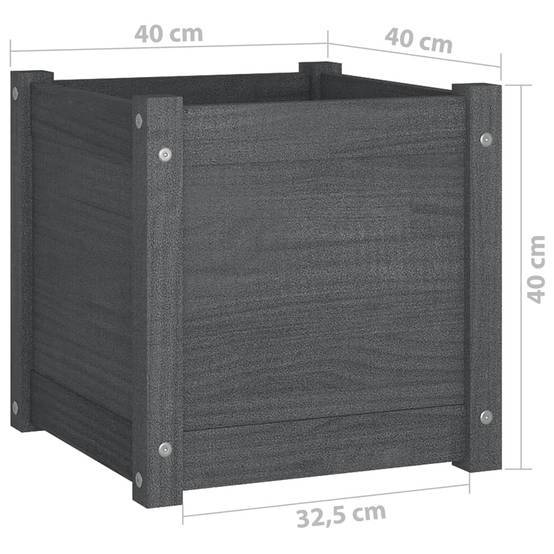 Vidaxl - Jardinières d'extérieur 2 pcs Gris 40x40x40 cm Bois de pin vidaXL 810539 - Image 3