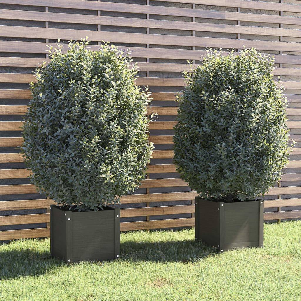 Vidaxl - Jardinières d'extérieur 2 pcs Gris 40x40x40 cm Bois de pin vidaXL 810539 - Image 1