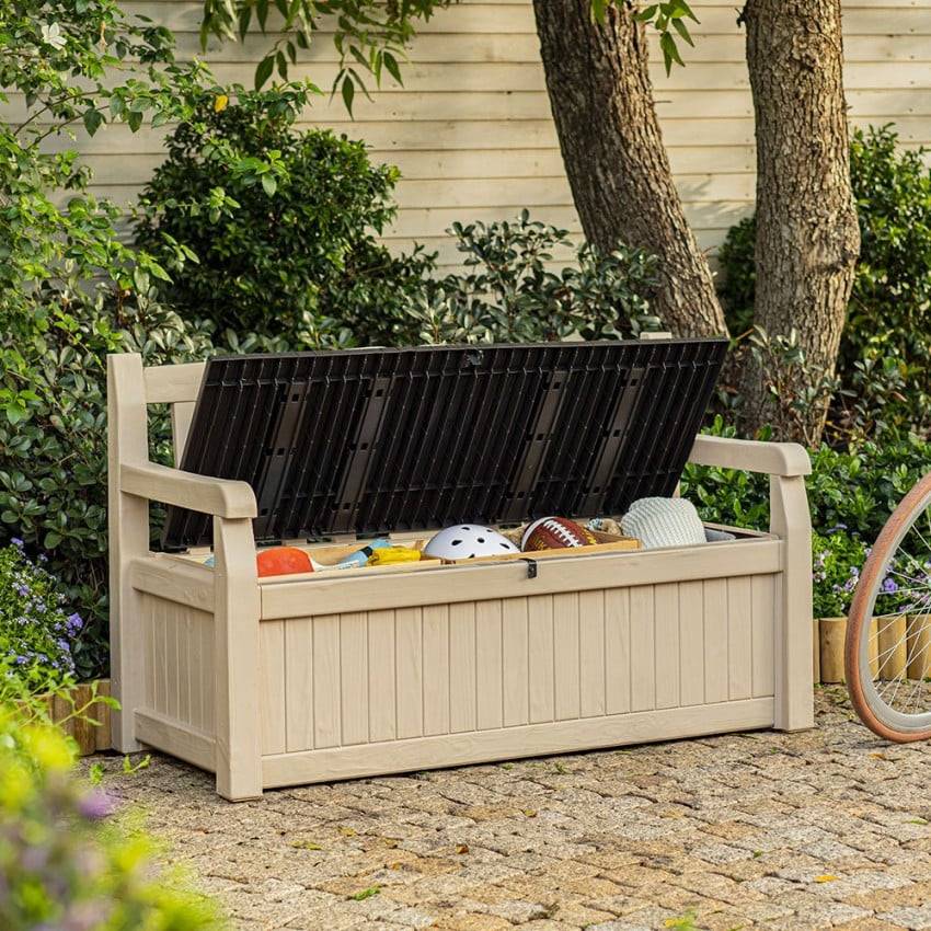 Coffre-banc Jardin Résine "bogota" - 265 L - 140 X 60 X 84 Cm - Beige -habitat Et Jardin - Image 3