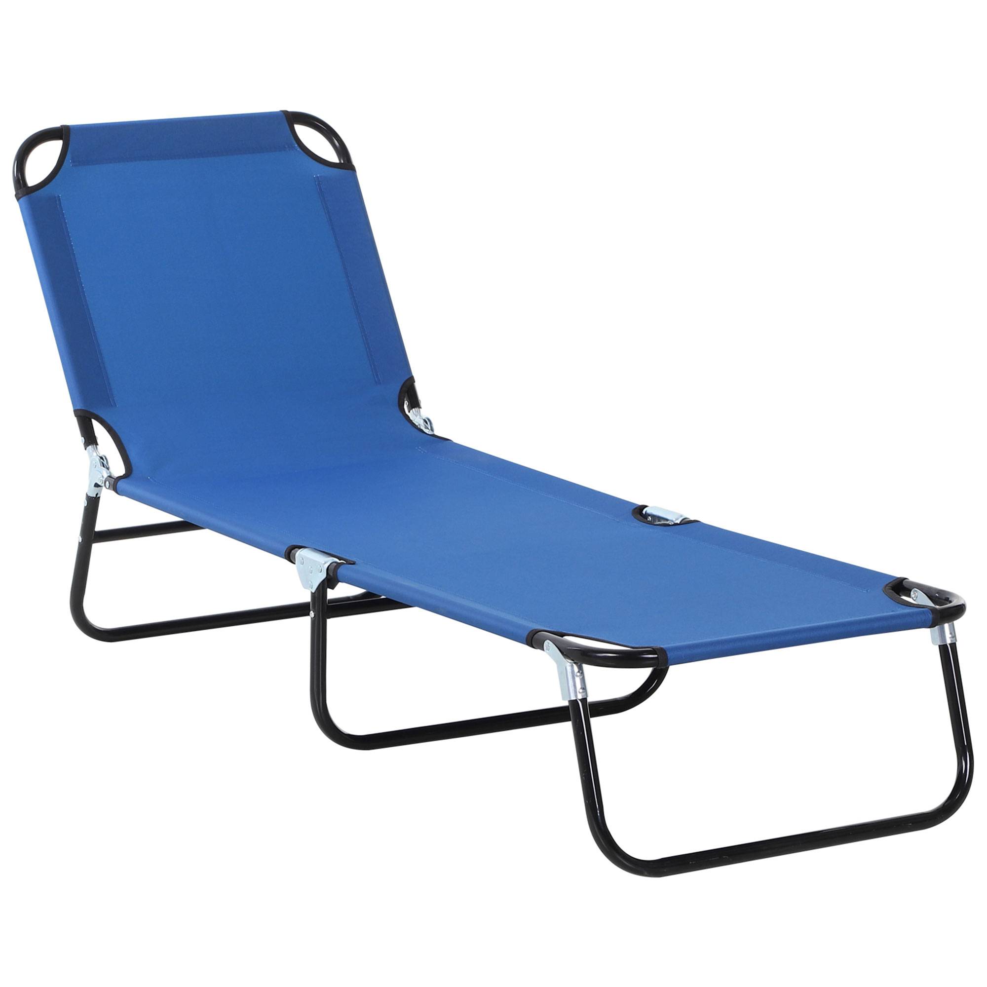 Transat, dossier réglable 5 positions, séchage rapide, structure en métal, 190 x 56 x 28 cm, bleu - Image 1