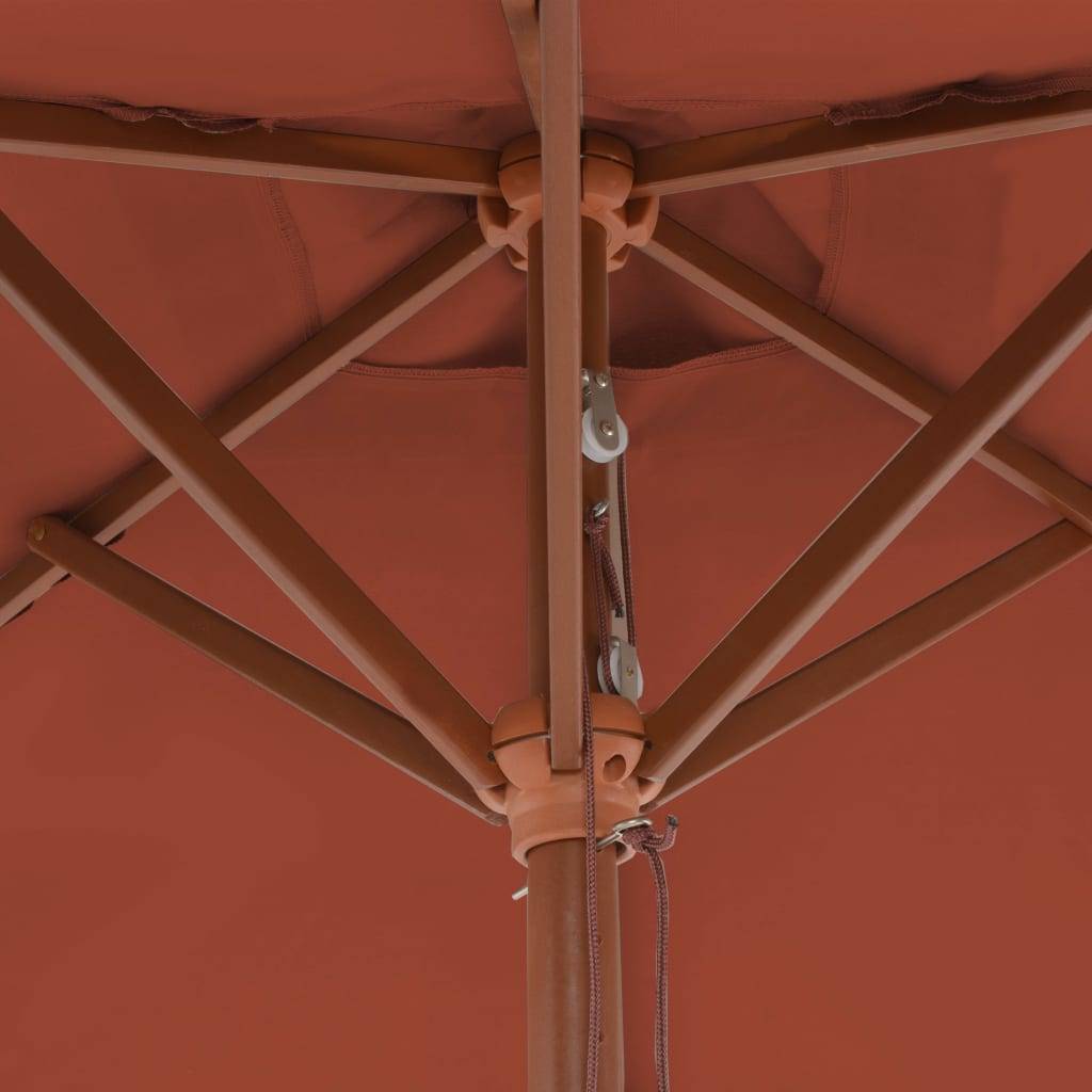 Helloshop26 - Parasol d'extérieur avec mât en bois 150 x 200 cm orange - Image 5