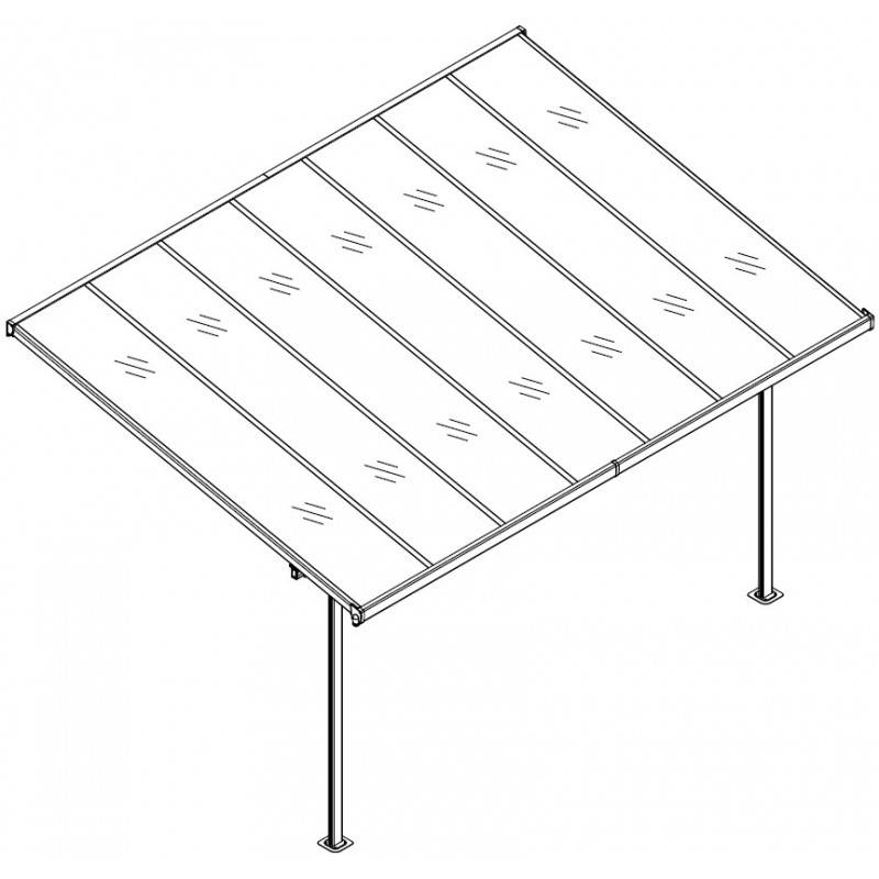 Pergola adossée aluminium blanc 13,3 m² toiture polycarbonate anti-UV gouttières X-Metal - Image 7