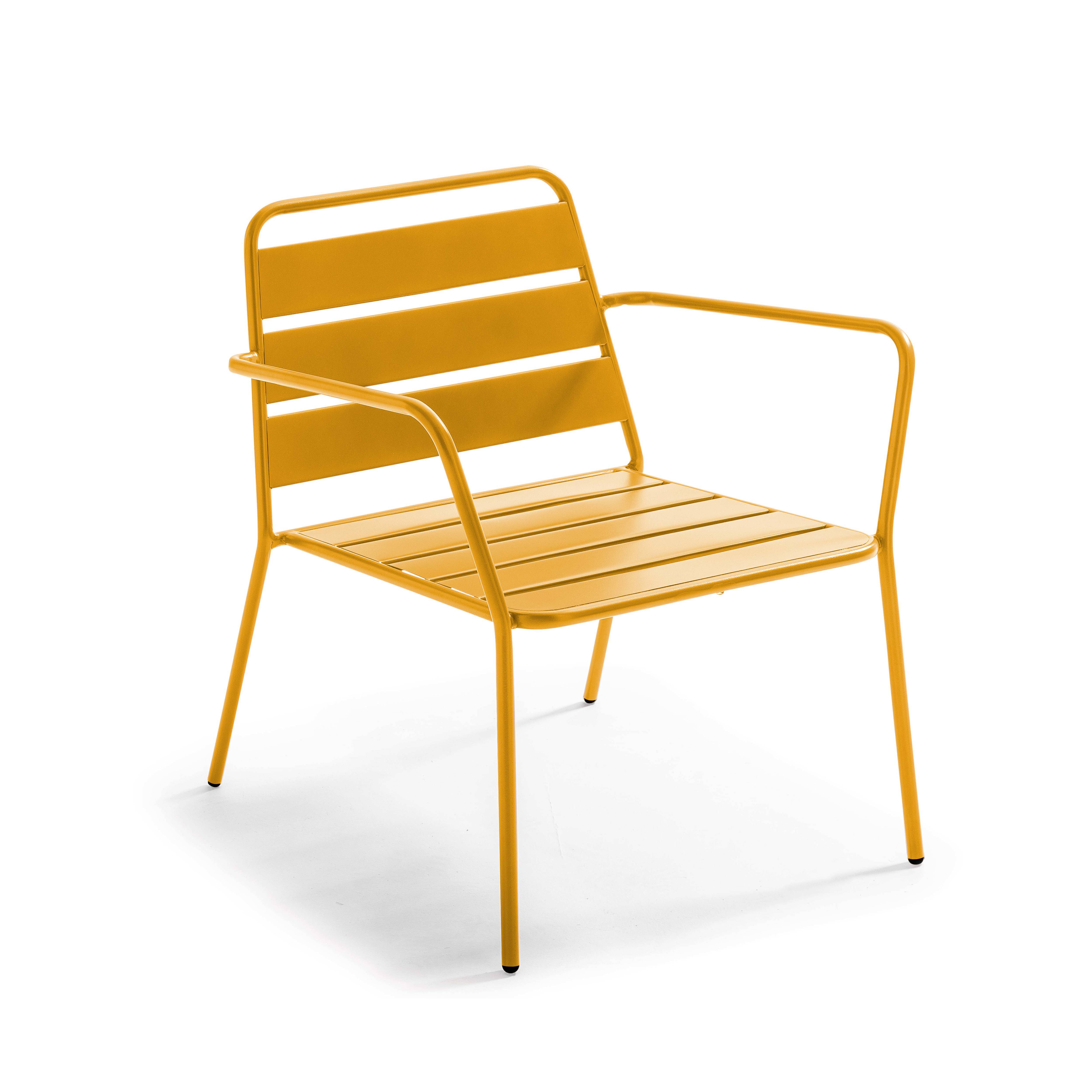 Oviala - Fauteuil de jardin bas en métal jaune Palavas - Oviala - Image 1