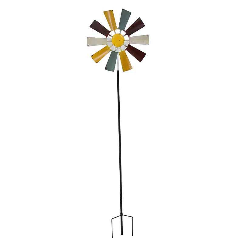 La Grande Prairie - Moulin à vent coloré fer 45x35x180cm - Image 2