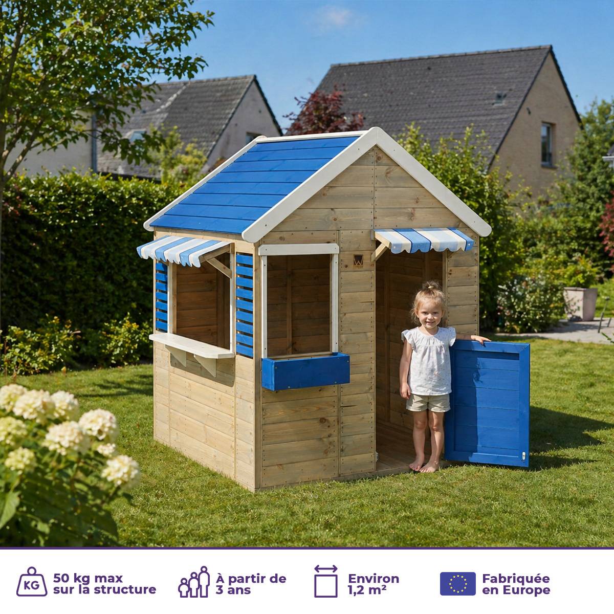 Kangui - Maisonnette enfant extérieur - Cabane en bois avec plancher FLOWI Kangui - Image 2