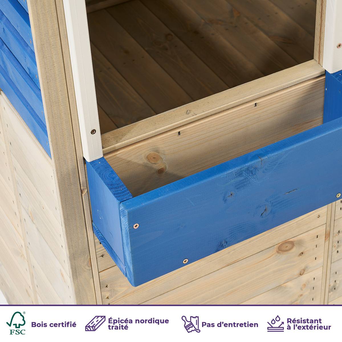 Kangui - Maisonnette enfant extérieur - Cabane en bois avec plancher FLOWI Kangui - Image 3